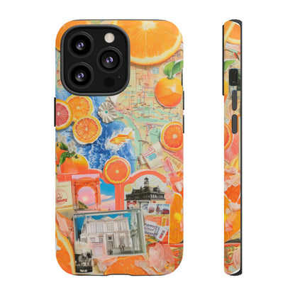 Custodia per telefono collage da viaggio Citrus Escape, design vivace per le vacanze estive per smartphone, custodie resistenti 