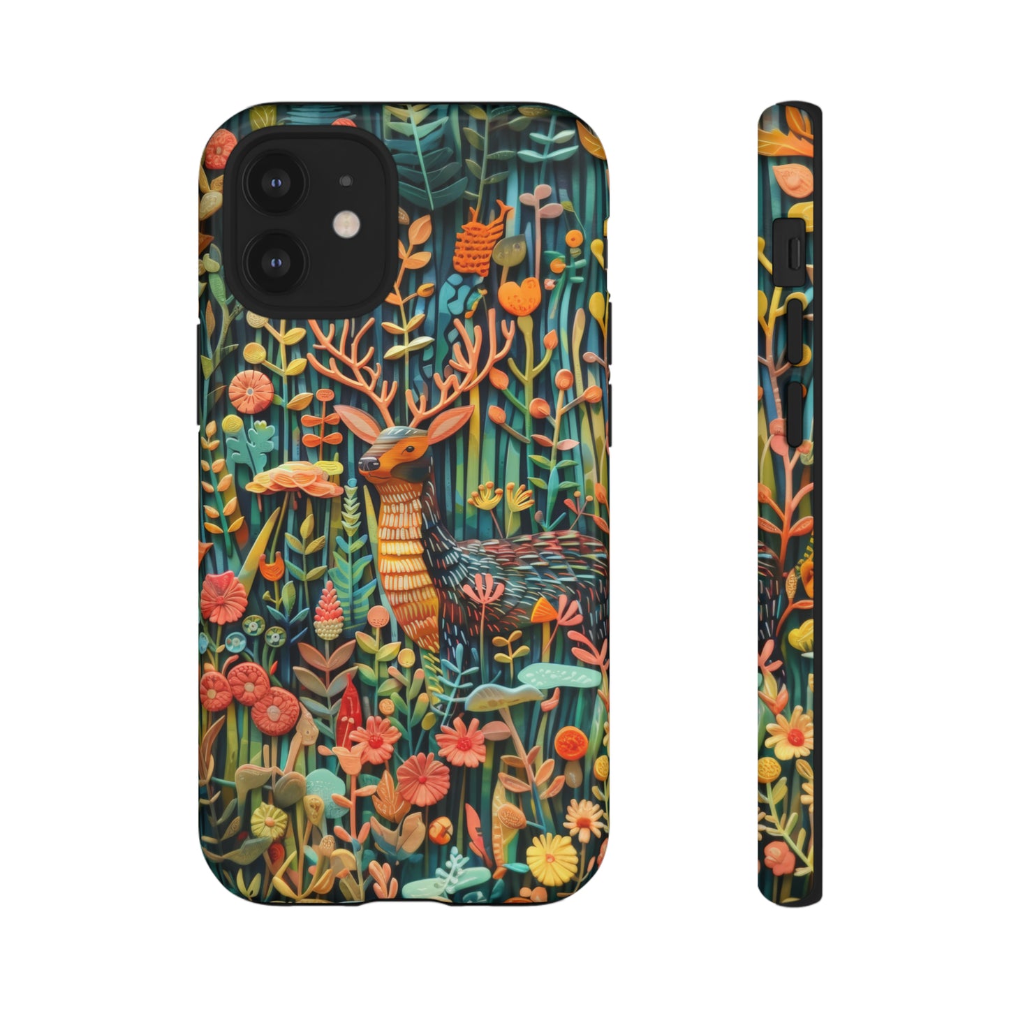 Mystical Woodland Stag iPhone Case, Vibrant Nature Scene, Artistic Protective Cover, Tough Phone Cases