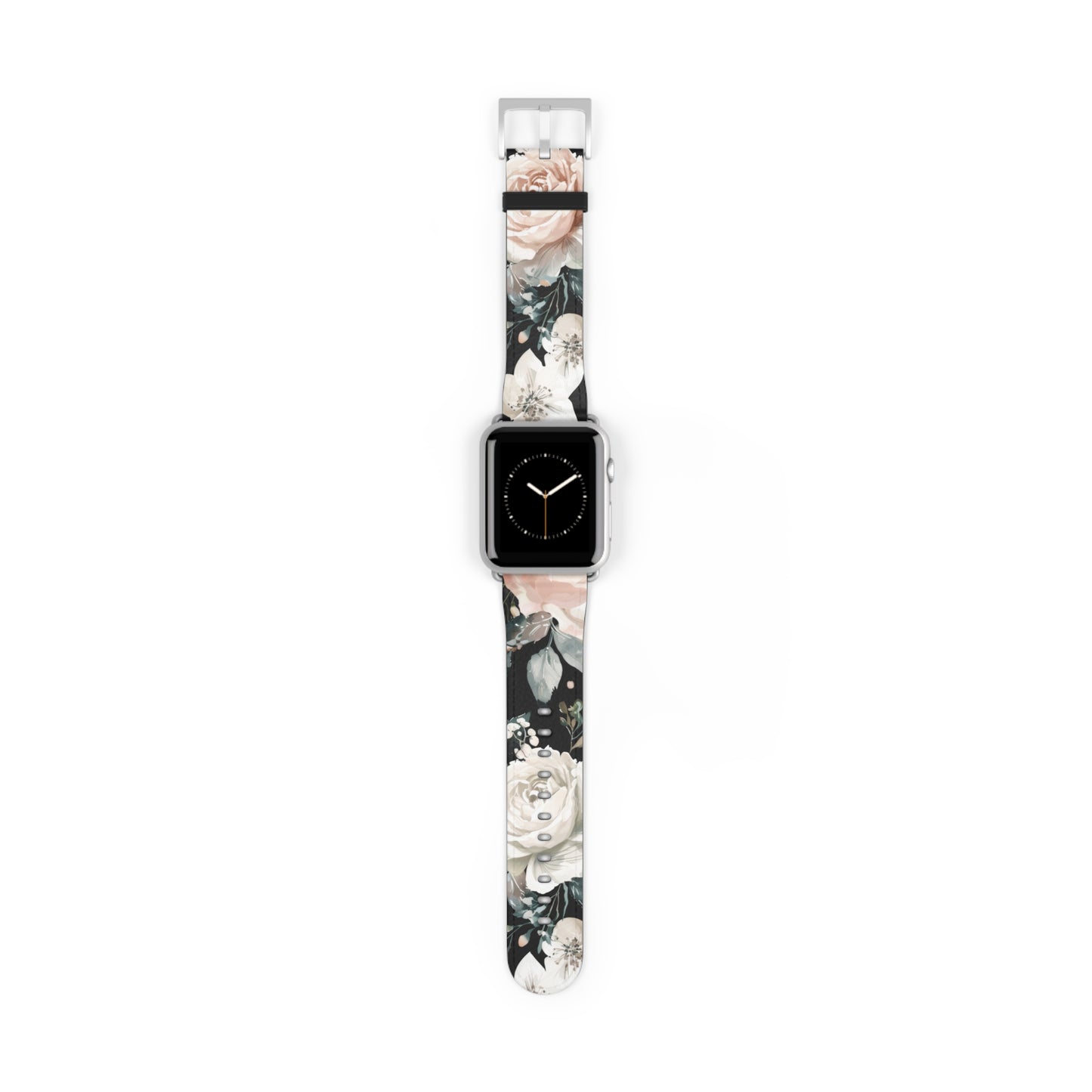 Sophisticated Floral Chic Apple Watch Band, Elegant Rose and Peony Design Strap, Modern Botanical Smartwatch Accessory. Apple Watch Band Apple Watch Straps For Series 4 5 6 7 8 9 ULTRA SE 38/40/41mm & 42/44/45mm Vegan Faux Leather Band