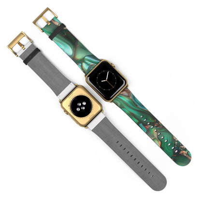 Cinturino per Apple Watch con ricciolo in marmo smeraldo | Lussuoso cinturino da polso astratto verde. Cinturino Apple Watch Cinturini Apple Watch per serie 4 5 6 7 8 9 ULTRA SE 38/40/41 mm e 42/44/45 mm Cinturino in ecopelle vegana 