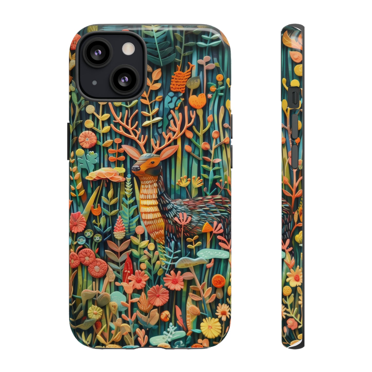 Mystical Woodland Stag iPhone Case, Vibrant Nature Scene, Artistic Protective Cover, Tough Phone Cases