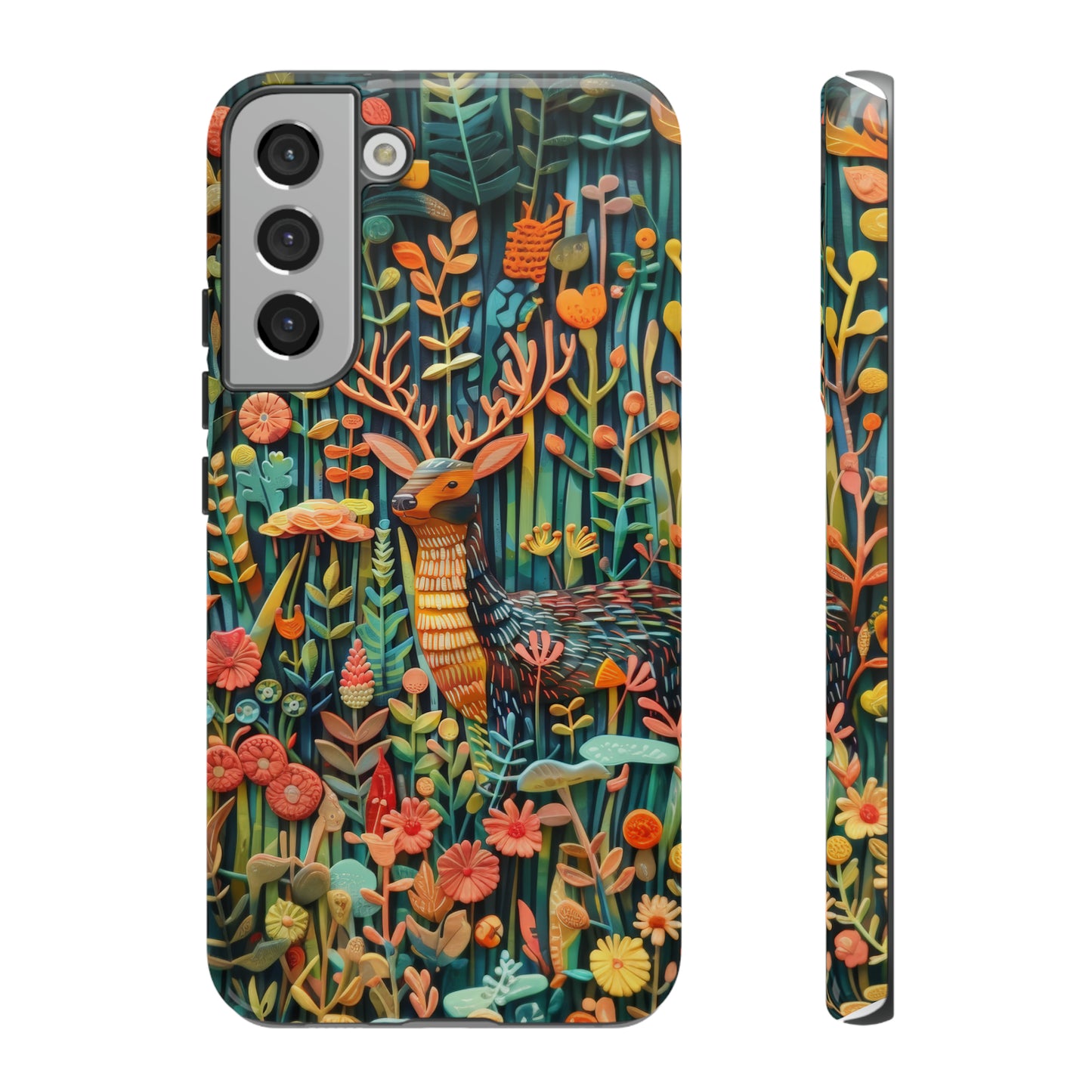 Mystical Woodland Stag iPhone Case, Vibrant Nature Scene, Artistic Protective Cover, Tough Phone Cases