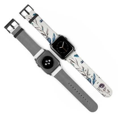 Florale Eleganz Apple Watch Band | Schickes Armband mit botanischem Design. Apple Watch Band Apple Watch Armbänder für Serie 4 5 6 7 8 9 ULTRA SE 38/40/41 mm und 42/44/45 mm veganes Kunstlederband 