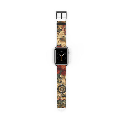 Renaissance Tapestry Floral Apple Watch Band | Klassisches Armband mit verziertem Stoffmuster. Apple Watch Band Apple Watch Armbänder für Serie 4 5 6 7 8 9 ULTRA SE 38/40/41 mm und 42/44/45 mm veganes Kunstlederband 