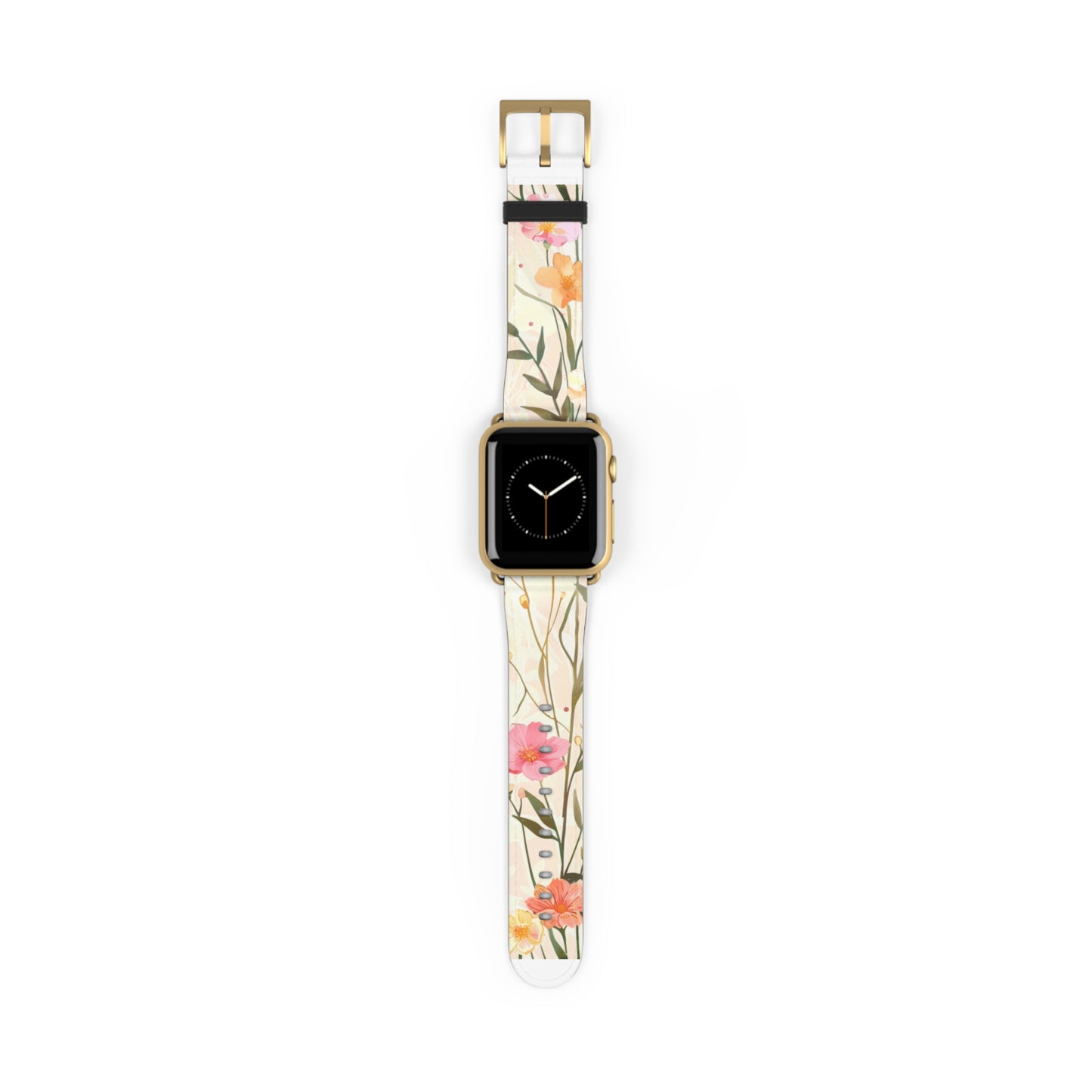 Pastel Floral Apple Watch Band, Spring Blossom Soft Silicone Strap, Peach & Pink Flowers for Elegant Daily Wear. Apple Watch Band Apple Watch Straps For Series 4 5 6 7 8 9 ULTRA SE 38/40/41mm & 42/44/45mm Vegan Faux Leather Band