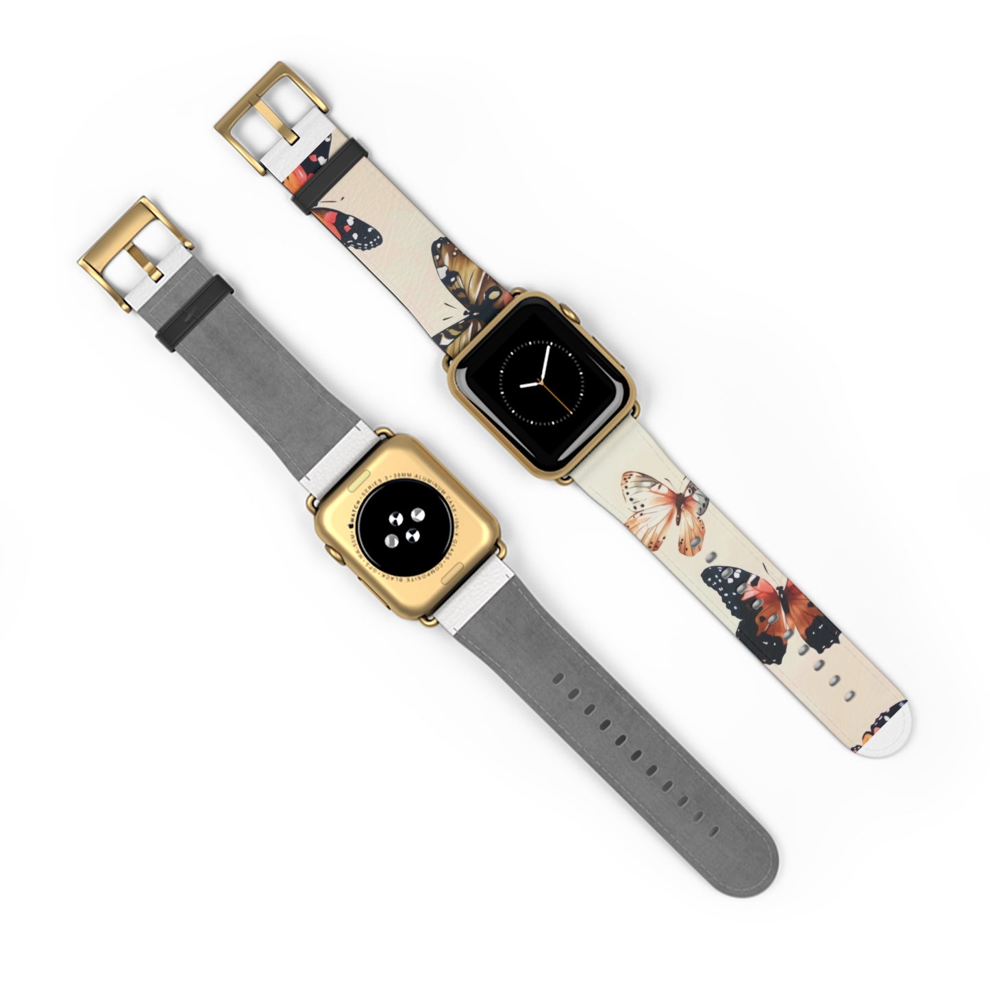 Graceful Butterfly Dance Apple Watch Band, Serene Insect Wing Pattern Strap, Delicate Nature-Inspired Wristband Accessory. Apple Watch Band Apple Watch Straps For Series 4 5 6 7 8 9 ULTRA SE 38/40/41mm & 42/44/45mm Vegan Faux Leather Band