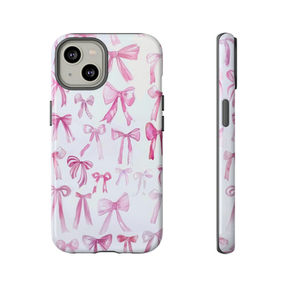 Pretty Pink Bows Phone Case, Feminine Ribbon Design Cover for Smartphones, Charming Accessory, Tough Phone Cases