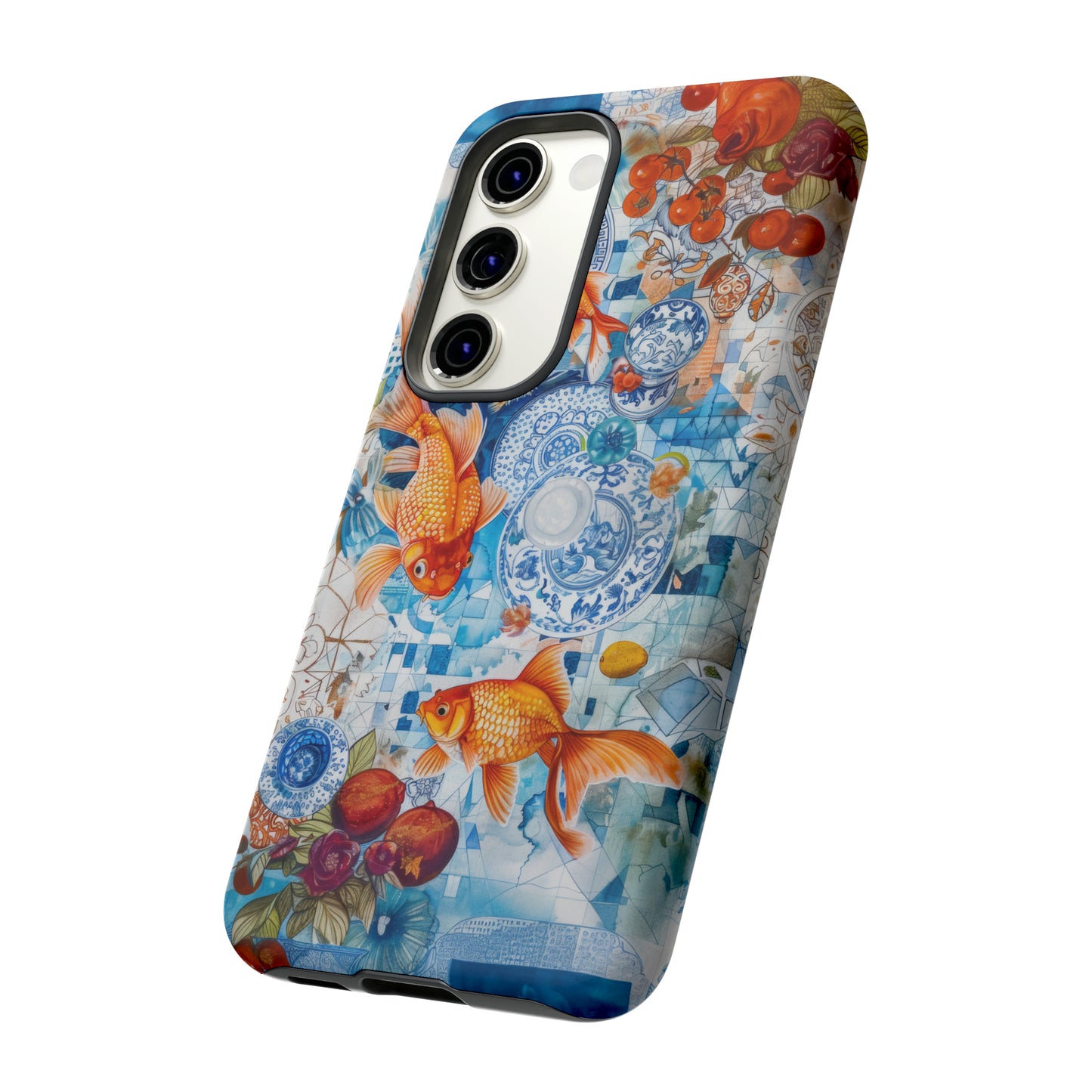 Orientalische Koi-Teich-iPhone-Hülle, traditionelles asiatisches Kunstwerk, ruhige Schutzhülle, robuste Handyhüllen 