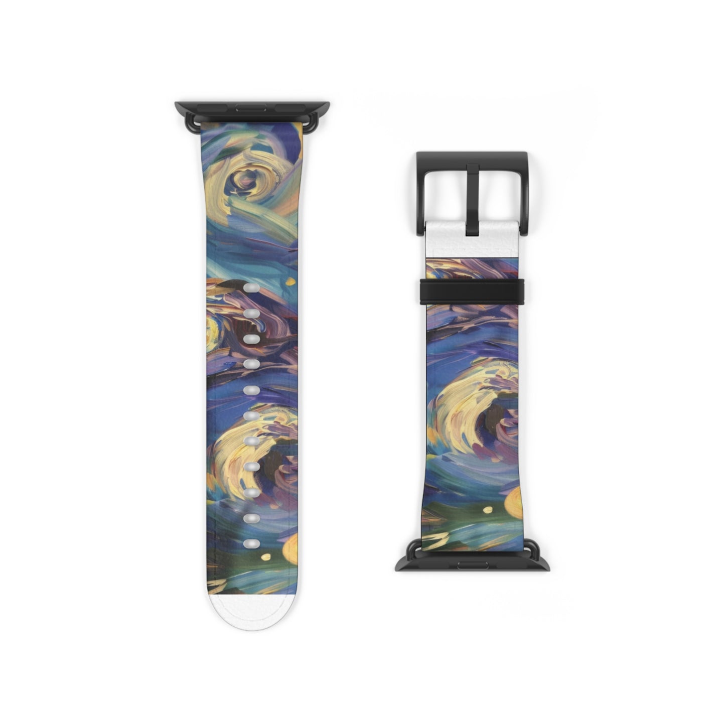 Starry Night Swirl Apple Watch Band, Van Gogh Inspired Art Strap, Expressionist Painting Accessory, Unique Art Lover's Watch Band, Creative Gift Idea. Apple Watch Straps For Series 4 5 6 7 8 9 ULTRA SE 38/40/41mm & 42/44/45mm Vegan Faux Leather Band