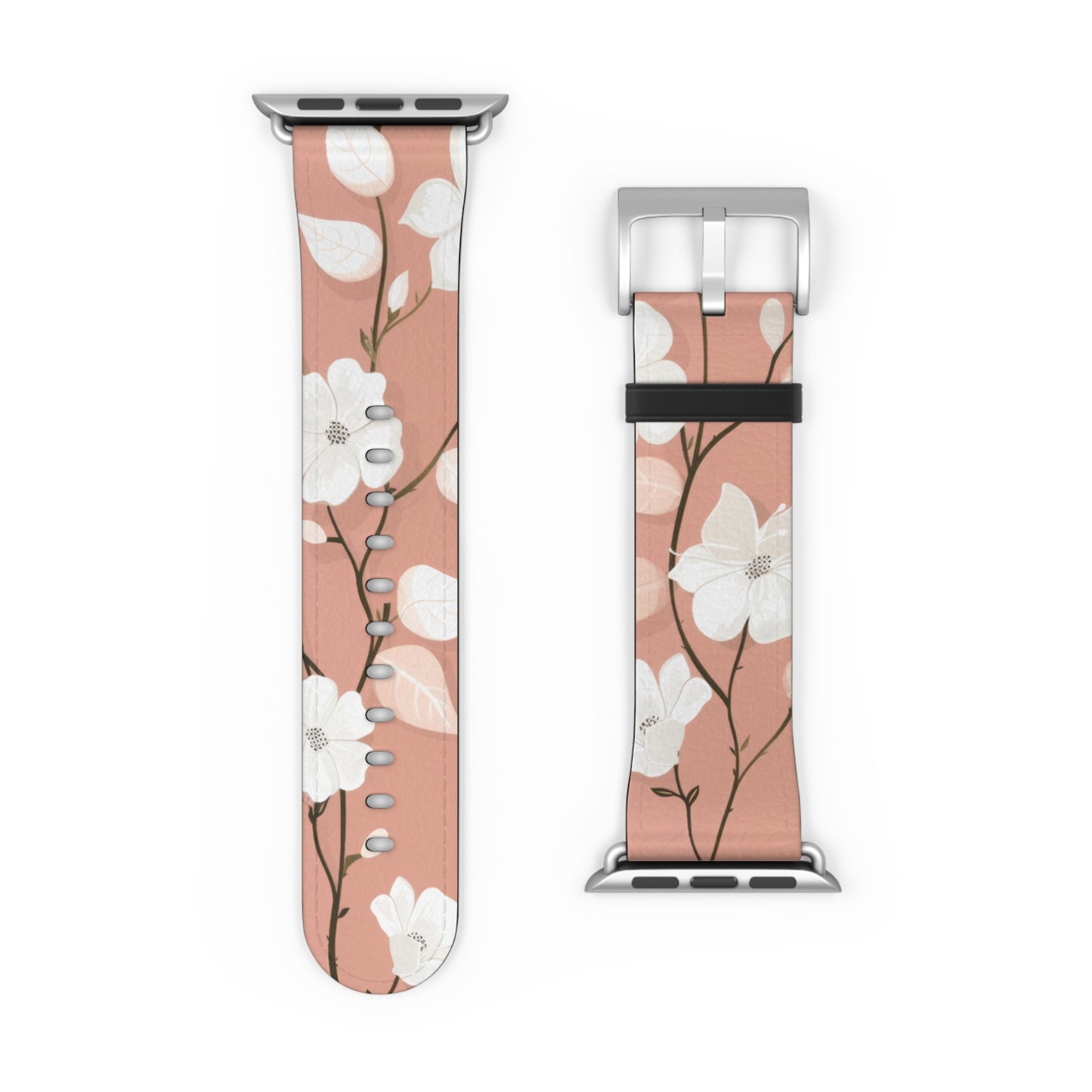 Floral Pattern Apple Watch Band, Elegant Cherry Blossom Design, Soft Pink High-Quality Silicone Strap for Stylish Wear. Apple Watch Band Apple Watch Straps For Series 4 5 6 7 8 9 ULTRA SE 38/40/41mm & 42/44/45mm Vegan Faux Leather Band