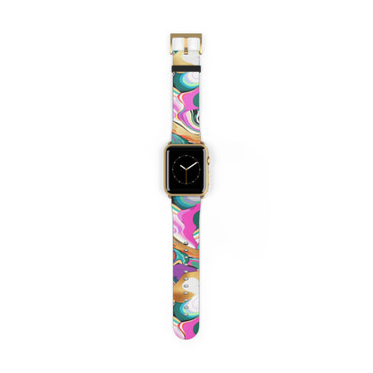 Whimsical Abstract Waves Apple Watch Band, Psychedelic Swirls Smartwatch Strap, Colorful Artistic Wristband Accessory. Apple Watch Band Apple Watch Straps For Series 4 5 6 7 8 9 ULTRA SE 38/40/41mm & 42/44/45mm Vegan Faux Leather Band