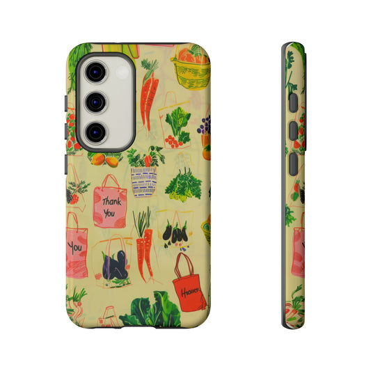 Eco-Friendly Market Fresh Produce Phone Case, Sustainable Shopping Theme for Eco-Conscious Users, Tough Phone Cases