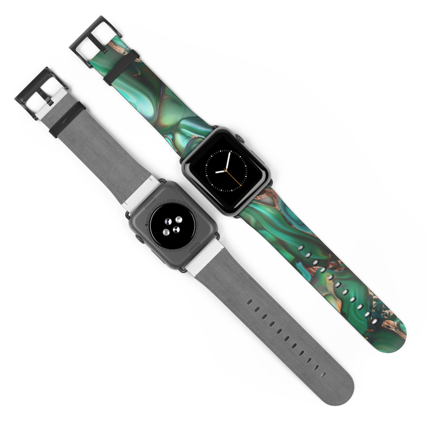 Cinturino per Apple Watch con ricciolo in marmo smeraldo | Lussuoso cinturino da polso astratto verde. Cinturino Apple Watch Cinturini Apple Watch per serie 4 5 6 7 8 9 ULTRA SE 38/40/41 mm e 42/44/45 mm Cinturino in ecopelle vegana 