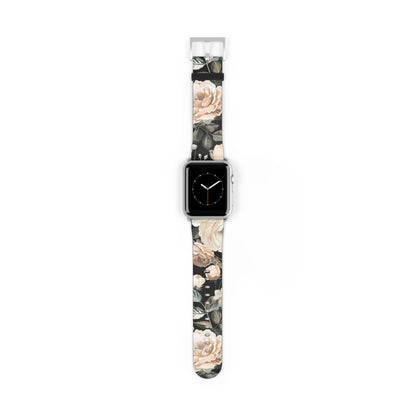 Classic Peony Elegance Apple Watch Band, Timeless Floral Print Strap, Chic Botanical Pattern Smartwatch Accessory. Apple Watch Band Apple Watch Straps For Series 4 5 6 7 8 9 ULTRA SE 38/40/41mm & 42/44/45mm Vegan Faux Leather Band