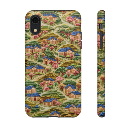 Caratteristica custodia per iPhone trapuntata in stile country, design patchwork affascinante, cover per telefono artistica e protettiva, custodie per telefono resistenti