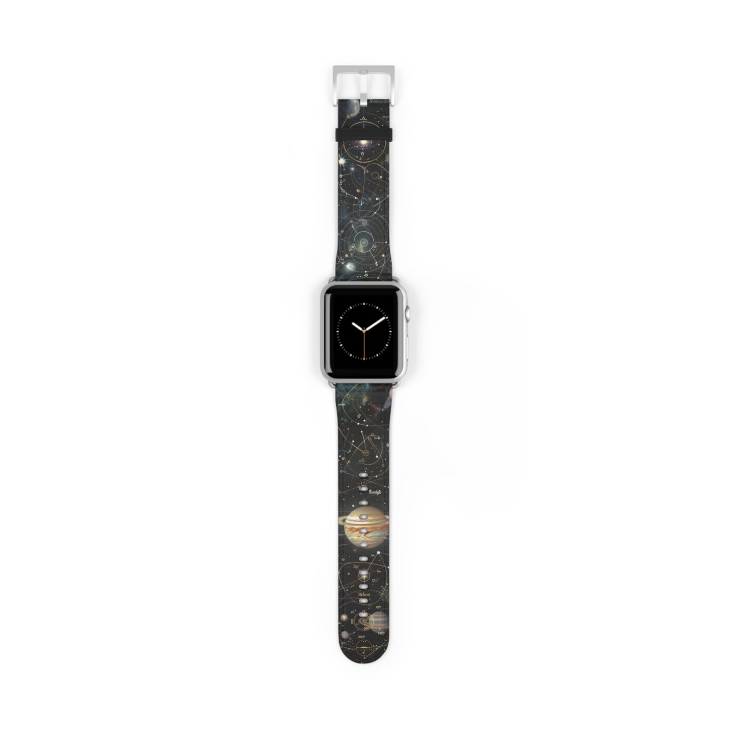 Solar System Exploration Apple Watch Band, Planetary Orbits & Constellations, Durable Black Silicone Strap for Astronomy Fans. Apple Watch Band Apple Watch Straps For Series 4 5 6 7 8 9 ULTRA SE 38/40/41mm & 42/44/45mm Vegan Faux Leather Band