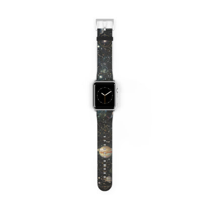 Solar System Exploration Apple Watch Band, Planetary Orbits & Constellations, Durable Black Silicone Strap for Astronomy Fans. Apple Watch Band Apple Watch Straps For Series 4 5 6 7 8 9 ULTRA SE 38/40/41mm & 42/44/45mm Vegan Faux Leather Band