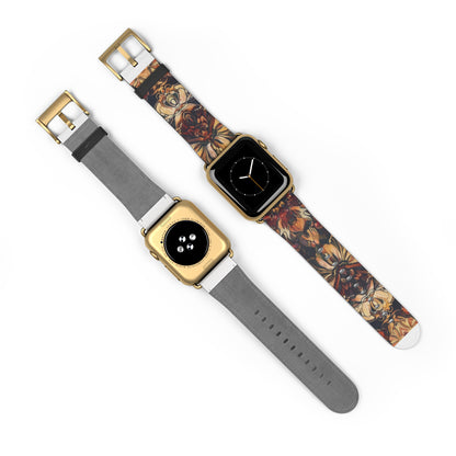 Renaissance Art Inspired Apple Watch Band, Classic Floral Tapestry Design, Elegant Accessory for Art Historians and Aficionados. Apple Watch Band Apple Watch Straps For Series 4 5 6 7 8 9 ULTRA SE 38/40/41mm & 42/44/45mm Vegan Faux Leather Band