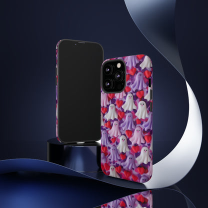 Love Struck Ghosts Handyhülle, Verspielte Geister und Herzen Design Hülle für Smartphones, Robuste Handyhüllen