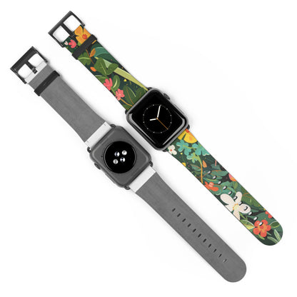 Lush Meadow Floral Apple Watch Band, Fresh Blooms Smartwatch Strap, Spring Wildflower Wristband, Nature Inspired Accessory. Apple Watch Band Apple Watch Straps For Series 4 5 6 7 8 9 ULTRA SE 38/40/41mm & 42/44/45mm Vegan Faux Leather Band