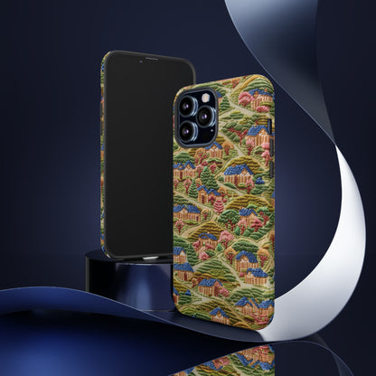 Caratteristica custodia per iPhone trapuntata in stile country, design patchwork affascinante, cover per telefono artistica e protettiva, custodie per telefono resistenti