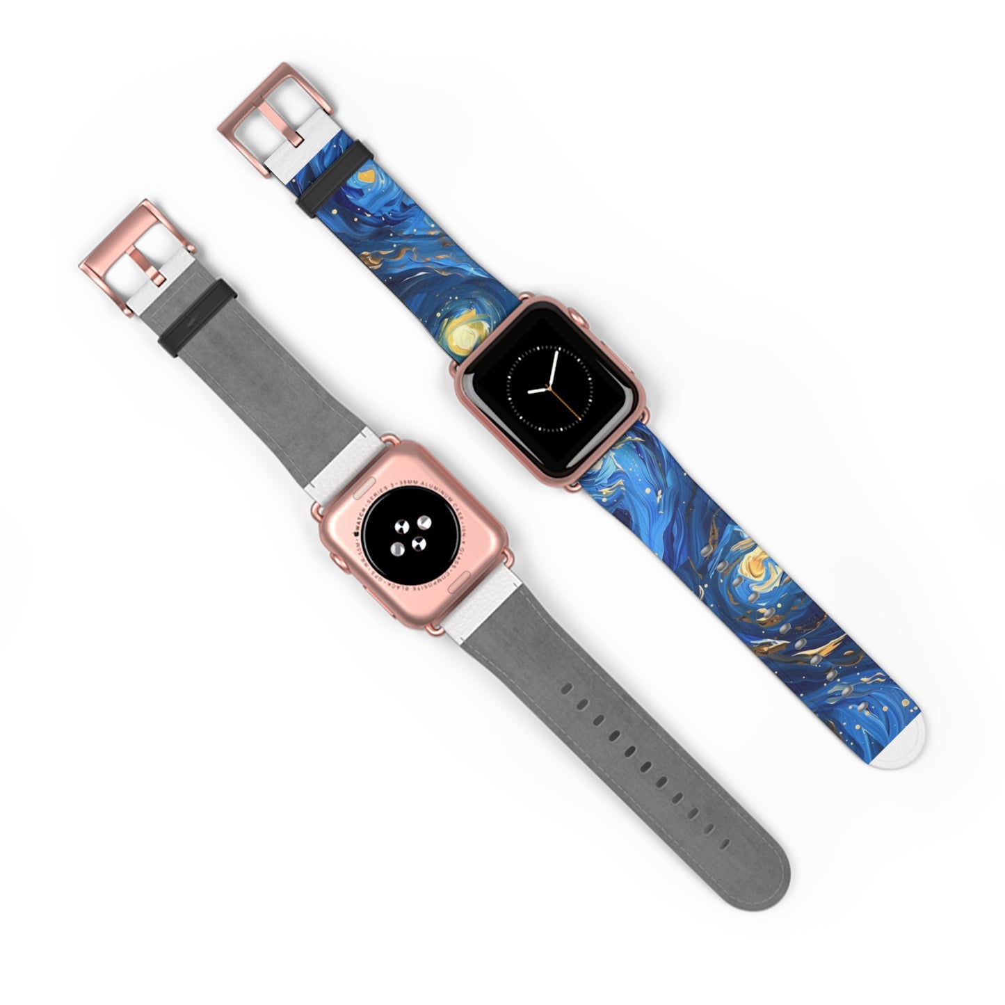 Van Gogh's Starry Night Apple Watch Band, Artistic Masterpiece Strap, Classic Painting Accessory, Expressionist Sky Watch Band, Inspired Art Gift. Apple Watch Straps For Series 4 5 6 7 8 9 ULTRA SE 38/40/41mm & 42/44/45mm Vegan Faux Leather Band