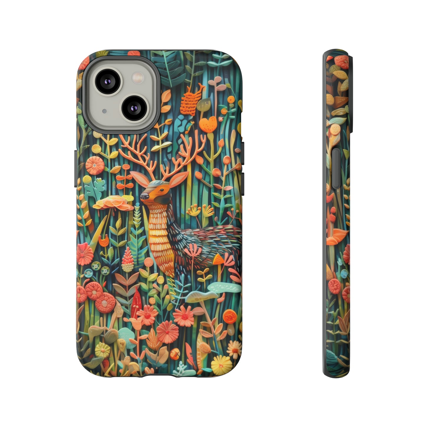 Mystical Woodland Stag iPhone Case, Vibrant Nature Scene, Artistic Protective Cover, Tough Phone Cases