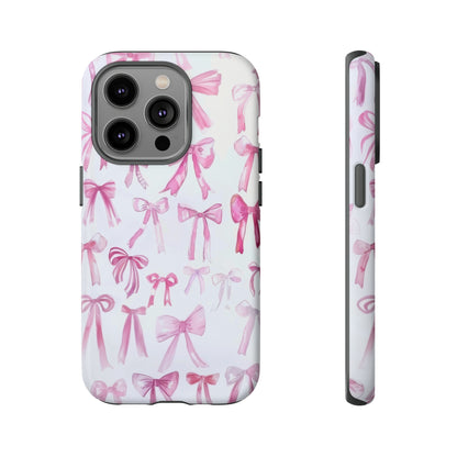 Pretty Pink Bows Phone Case, Feminine Ribbon Design Cover for Smartphones, Charming Accessory, Tough Phone Cases