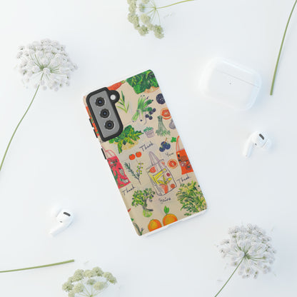 Custodia per telefono a tema di generi alimentari sostenibili, cover dal design ecologico per lo shopping per smartphone, custodie per telefoni resistenti 