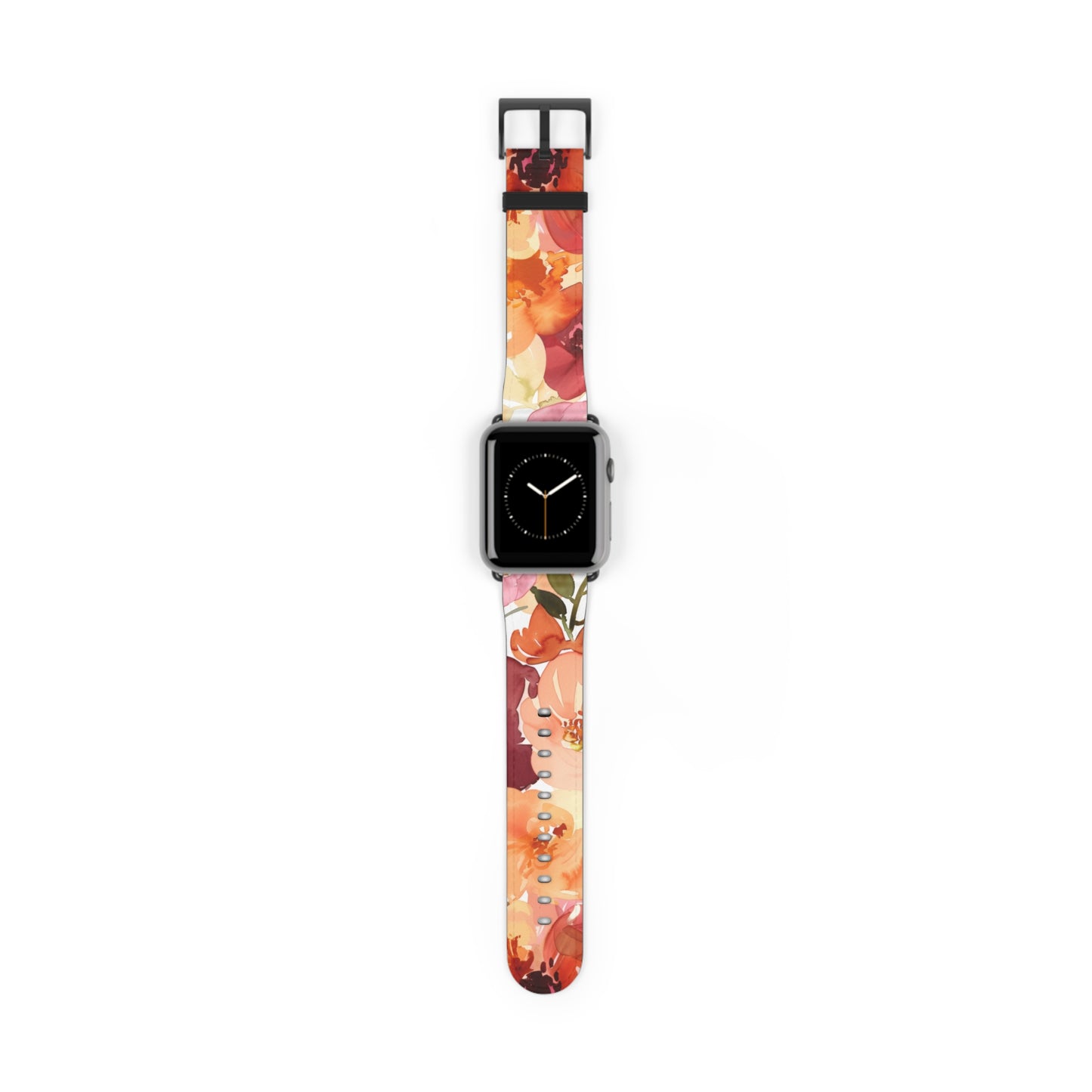 Lebendiges Apple Watch-Armband mit Aquarell-Blumenmuster | Künstlerisches Blütenarmband. Apple Watch-Armband Apple Watch-Armbänder für Serie 4, 5, 6, 7, 8, 9, ULTRA SE, 38/40/41 mm und 42/44/45 mm, veganes Kunstlederband 