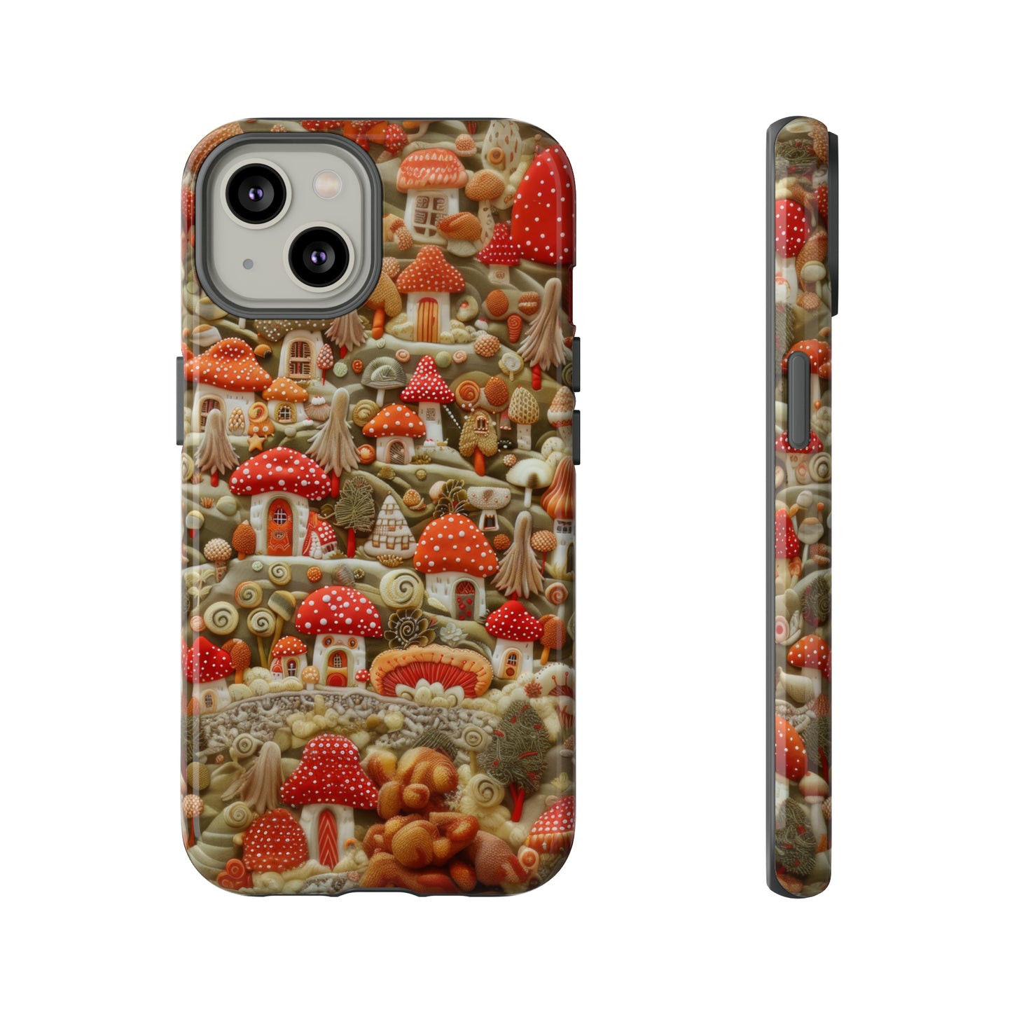 Custodia per iPhone Il villaggio dei funghi incantati, grafica con funghi fantasy, custodia protettiva unica, custodie per telefoni resistenti