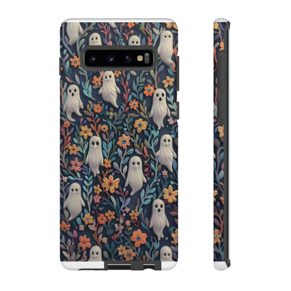 Whimsical Ghosts Floral iPhone Case, Unique Spooky Design, Charming Protective Cover, Tough Cases