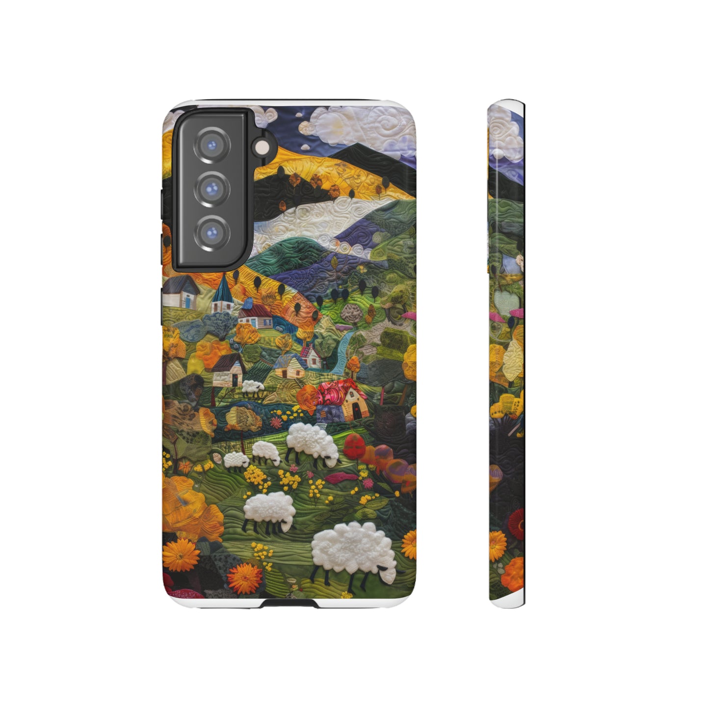 Quaint Countryside Quilt iPhone Case, Artistic Pastoral Landscape, Sturdy Protective Cover, Tough Phone Cases