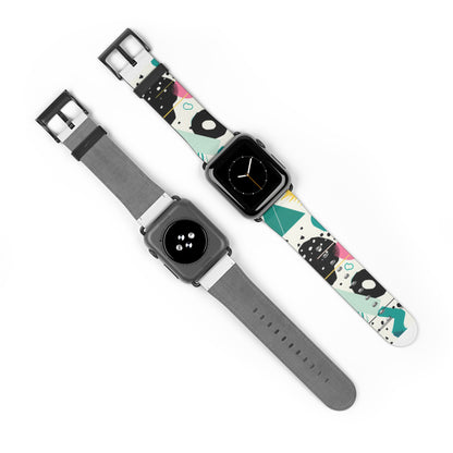 Geometric Shapes Apple Watch Band | Contemporary Memphis Design Strap | Chic Urban Style Smartwatch Accessory | Unique Artistic Gift. Apple Watch Band Apple Watch Straps For Series 4 5 6 7 8 9 ULTRA SE 38/40/41mm & 42/44/45mm Vegan Faux Leather Band