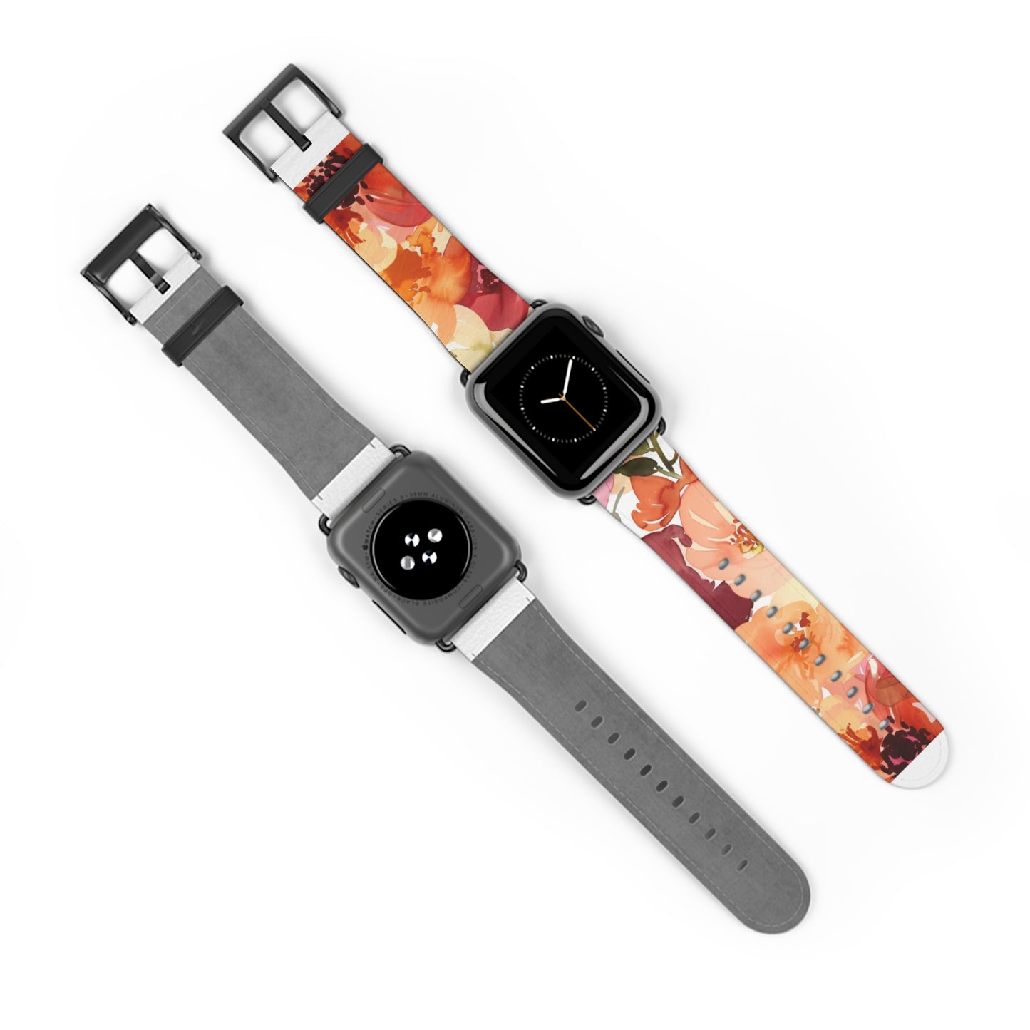 Lebendiges Apple Watch-Armband mit Aquarell-Blumenmuster | Künstlerisches Blütenarmband. Apple Watch-Armband Apple Watch-Armbänder für Serie 4, 5, 6, 7, 8, 9, ULTRA SE, 38/40/41 mm und 42/44/45 mm, veganes Kunstlederband 