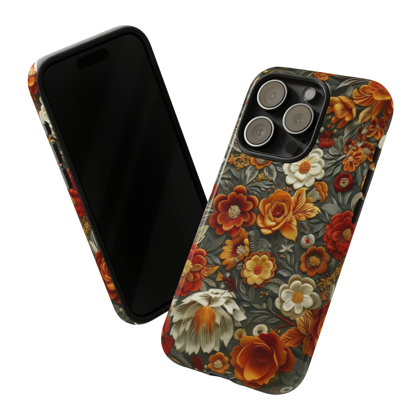 Custodia per iPhone con fiori autunnali, calda eleganza floreale, custodia protettiva stagionale, custodie per telefoni resistenti