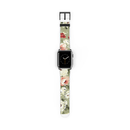 Spring Garden Floral Apple Watch Band, Vibrant Blossoms Smartwatch Strap, Fresh Botanicals Wristband Accessory. Apple Watch Band Apple Watch Straps For Series 4 5 6 7 8 9 ULTRA SE 38/40/41mm & 42/44/45mm Vegan Faux Leather Band