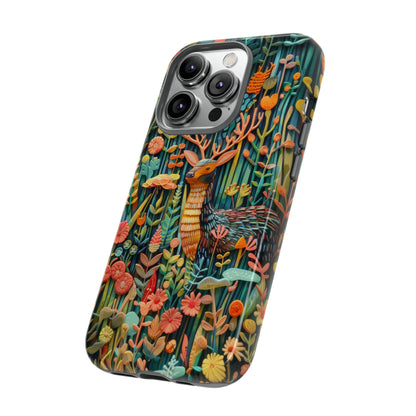 Mystical Woodland Stag iPhone Case, Vibrant Nature Scene, Artistic Protective Cover, Tough Phone Cases