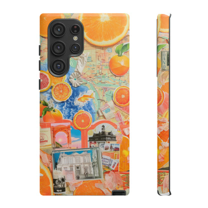 Custodia per telefono collage da viaggio Citrus Escape, design vivace per le vacanze estive per smartphone, custodie resistenti 