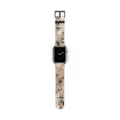 Elegant Botanical Apple Watch Band, Nature-Inspired Watch Accessory, Sophisticated Wearable Art, Chic Gift Idea. Apple Watch Band Apple Watch Straps For Series 4 5 6 7 8 9 ULTRA SE 38/40/41mm & 42/44/45mm Vegan Faux Leather Band