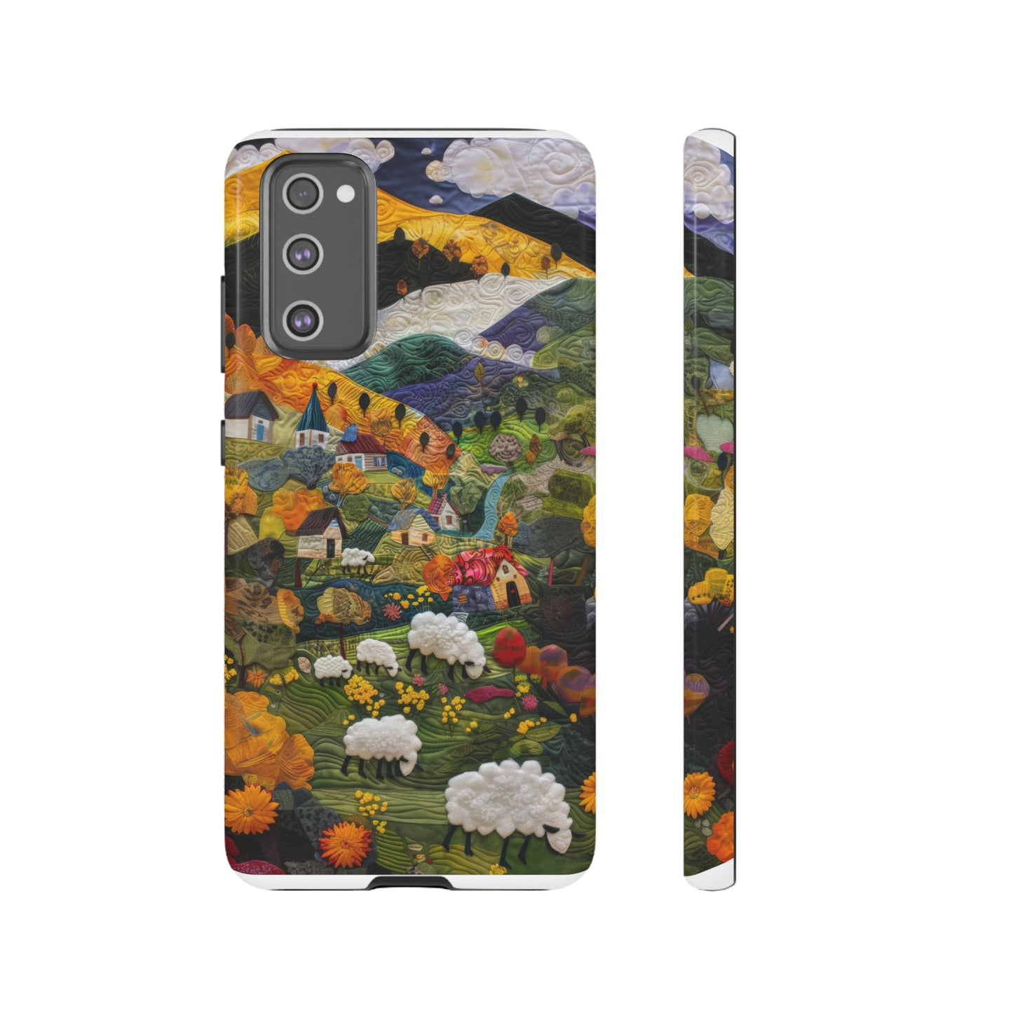 Quaint Countryside Quilt iPhone Case, Artistic Pastoral Landscape, Sturdy Protective Cover, Tough Phone Cases