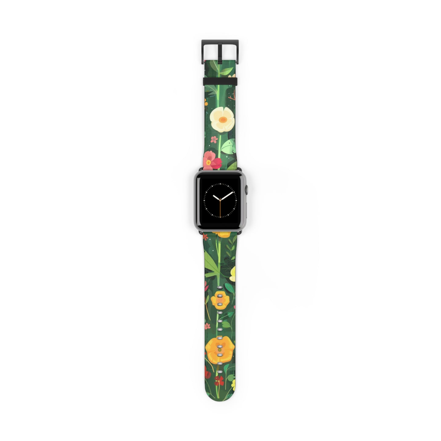 Sunny Meadow Apple Watch Strap, Lively Floral Smartwatch Band, Spring Blossom and Poppy Wristband, Nature-Themed Accessory. Apple Watch Band Apple Watch Straps For Series 4 5 6 7 8 9 ULTRA SE 38/40/41mm & 42/44/45mm Vegan Faux Leather Band