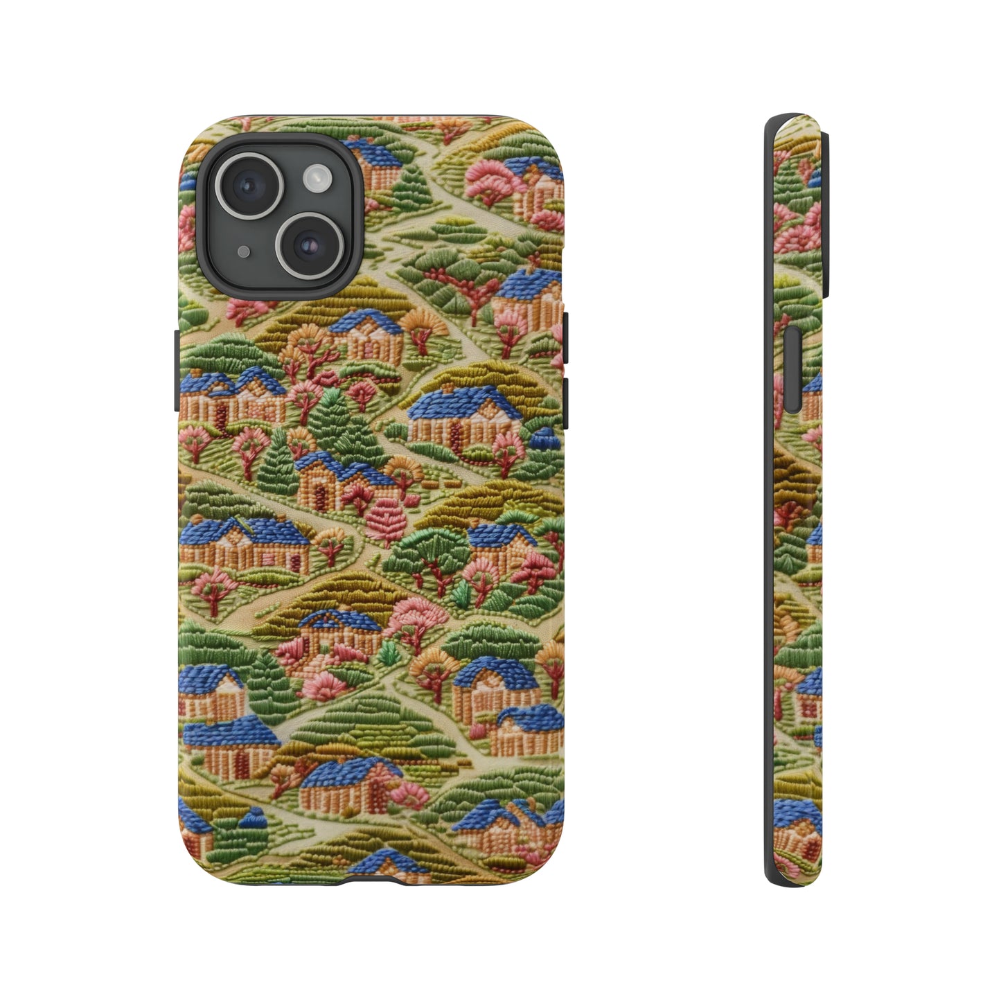 Caratteristica custodia per iPhone trapuntata in stile country, design patchwork affascinante, cover per telefono artistica e protettiva, custodie per telefono resistenti