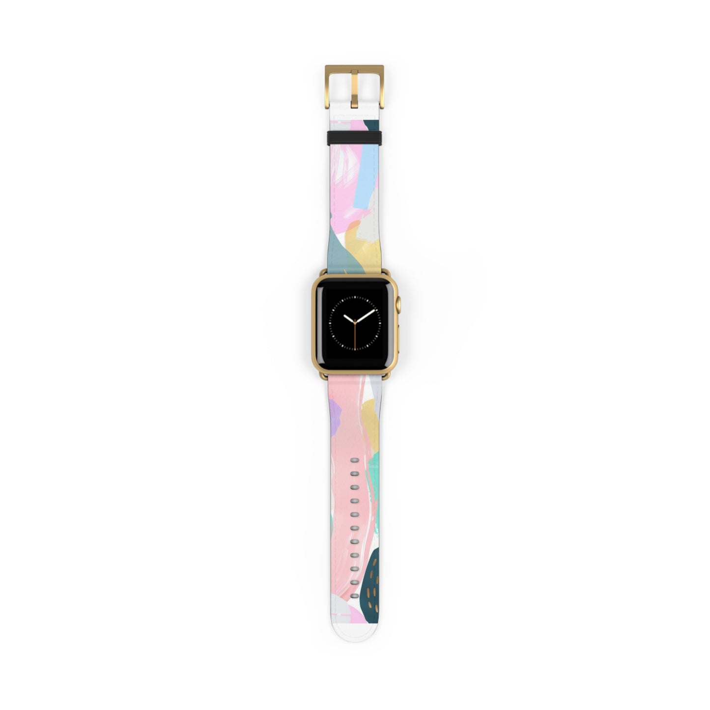 Pastellfarbenes abstraktes Kunst-Apple-Watch-Armband | Sanft gefärbtes, malerisches Armband. Apple Watch-Armband Apple Watch-Armbänder für Serie 4 5 6 7 8 9 ULTRA SE 38/40/41 mm und 42/44/45 mm veganes Kunstlederband