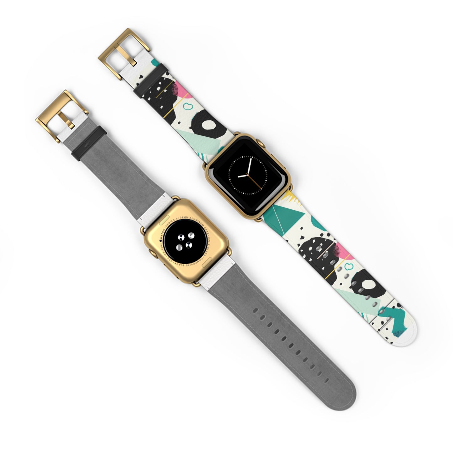 Geometric Shapes Apple Watch Band | Contemporary Memphis Design Strap | Chic Urban Style Smartwatch Accessory | Unique Artistic Gift. Apple Watch Band Apple Watch Straps For Series 4 5 6 7 8 9 ULTRA SE 38/40/41mm & 42/44/45mm Vegan Faux Leather Band