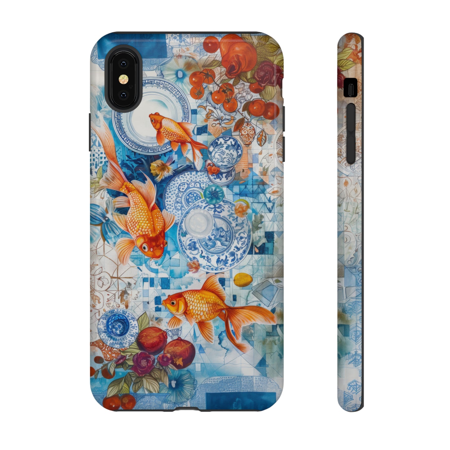 Orientalische Koi-Teich-iPhone-Hülle, traditionelles asiatisches Kunstwerk, ruhige Schutzhülle, robuste Handyhüllen 