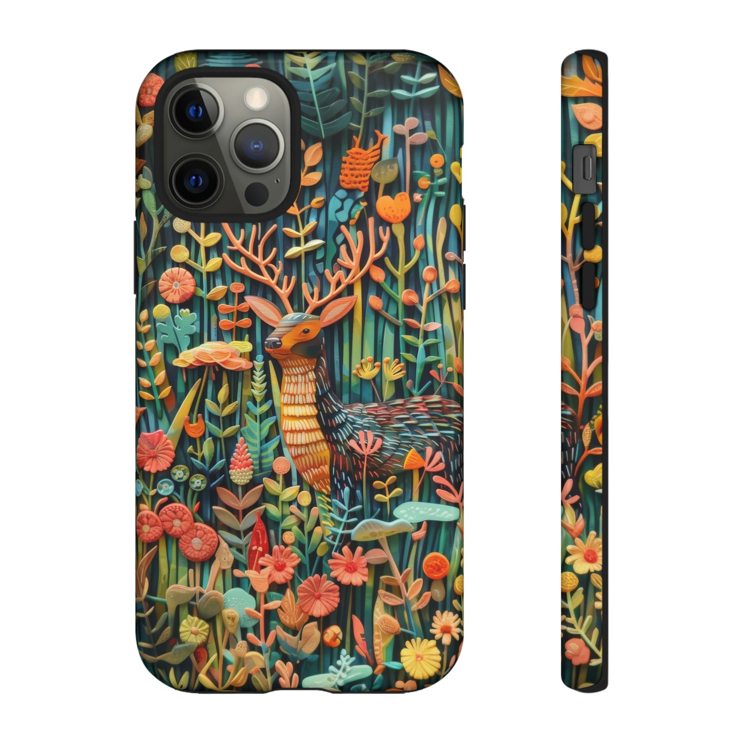 Mystical Woodland Stag iPhone Case, Vibrant Nature Scene, Artistic Protective Cover, Tough Phone Cases