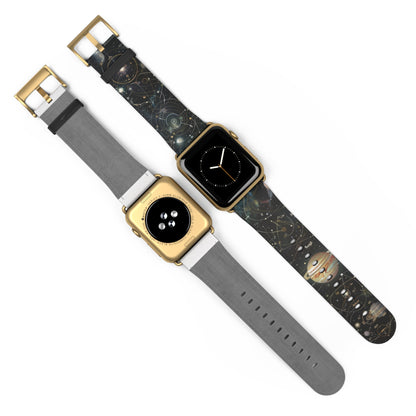 Solar System Exploration Apple Watch Band, Planetary Orbits & Constellations, Durable Black Silicone Strap for Astronomy Fans. Apple Watch Band Apple Watch Straps For Series 4 5 6 7 8 9 ULTRA SE 38/40/41mm & 42/44/45mm Vegan Faux Leather Band