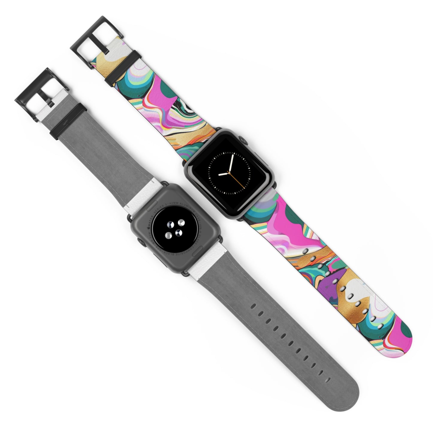 Whimsical Abstract Waves Apple Watch Band, Psychedelic Swirls Smartwatch Strap, Colorful Artistic Wristband Accessory. Apple Watch Band Apple Watch Straps For Series 4 5 6 7 8 9 ULTRA SE 38/40/41mm & 42/44/45mm Vegan Faux Leather Band