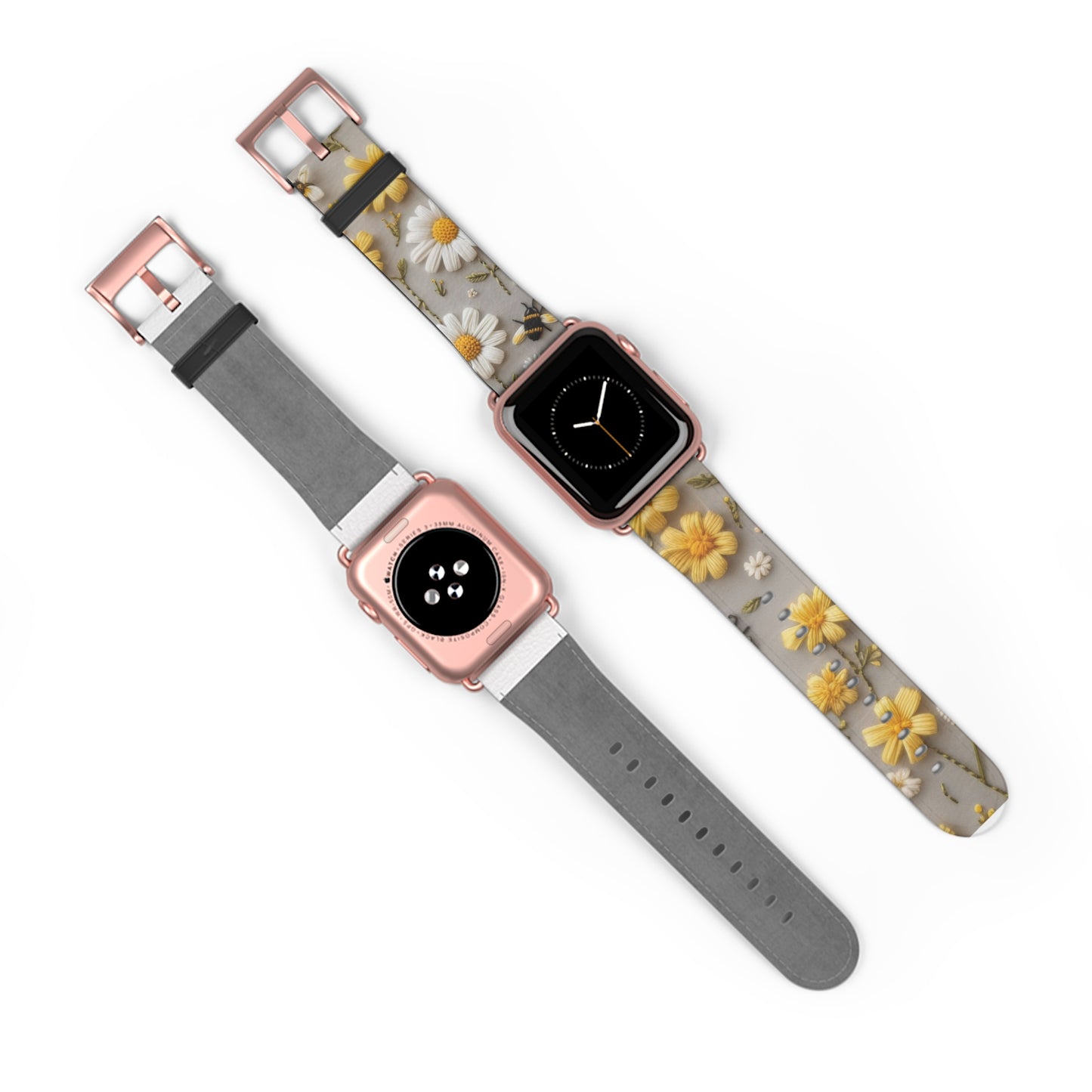 Spring Meadow Daisy Apple Watch Band, Fresh Yellow & White Floral Design, Nature-Inspired Smartwatch Strap. Apple Watch Band Apple Watch Straps For Series 4 5 6 7 8 9 ULTRA SE 38/40/41mm & 42/44/45mm Vegan Faux Leather Band